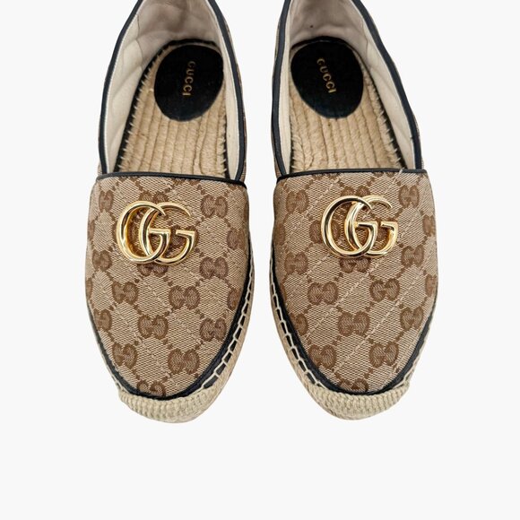 Gucci Pilar Marmont GG Espadrilles Size 38.5 US 8.5 Beige Monogram Quilted Flats - Picture 4 of 15